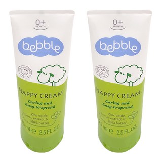Bebble 貝朵 親膚屁屁膏, 75ml, 氧化鋅搭配親膚性高的蓖麻籽油與大豆油, 不含酒精和人工色素, 2條