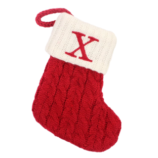 聖誕紅刺繡字母聖誕襪 字母X 針織棉材質, 1個
