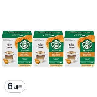 STARBUCKS 星巴克 焦糖瑪奇朵咖啡膠囊 5.5g 6顆+牛奶膠囊 15.8g 6顆, 6盒