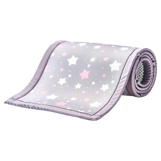PeNi 培婗 3D透氣嬰兒床床圍 - 180x28x1cm 適用於嬰兒床、樓梯欄杆, 灰粉星星