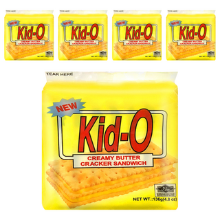 Kid-O 三明治餅乾 奶油口味, 經典口味，香濃好吃，酥脆可口, 136g, 5袋
