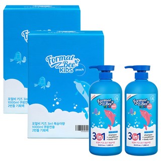 Formal Bee 兒童3合1洗潤髮沐浴乳 蜜桃香味, 1L, 4瓶