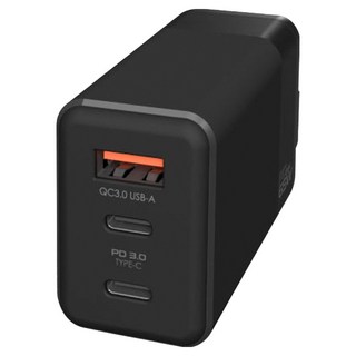 FUGU INNOVATIONS PD65W 氮化鎵 GaN 3口電源供應器 PD對應 高速充電器, 黑色, 1個