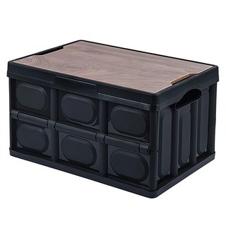 手提露營摺疊箱 大號55L, 黑色, 1個