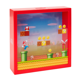 paladone UK 任天堂超級瑪利歐3D存錢筒 18厘米透明外蓋設計, 瑪利歐 紅色 + 藍色 + 黃色, 1個