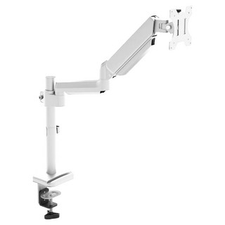 Ermutek 二木科技 鋁合金立柱式桌上型氣壓式雙電腦螢幕支架, 面板快拆省力, 橫豎屏可調, 白色, 1個