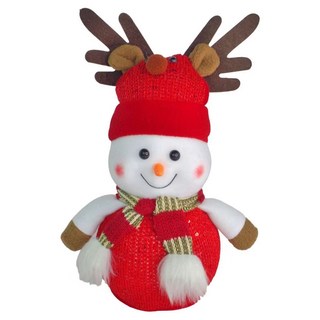 摩達客 聖誕圍巾紅色雪人擺飾, 中(40 x 20cm), YS-XDS22004, 1個