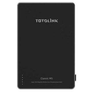 TOTOLINK 超薄磁吸無線快充行動電源 5000mAh USB-C 96 x 66 x 9mm, Classic M5, 極致黑
