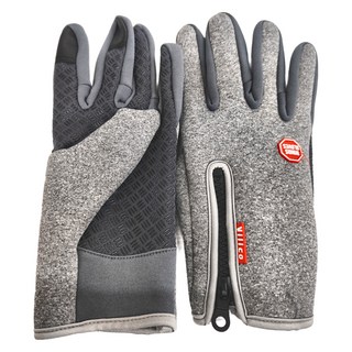 Vilico 秋冬騎自行車防滑觸屏手套 保暖搖粒絨 超彈性質感 舒適貼合 三指觸控設計 超靈敏觸屏 防風防水防寒, 灰色