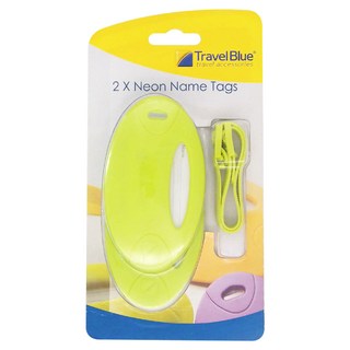 Travel Blue 英國藍旅 螢光姓名掛牌 2入 行李牌, 6 x 10 x 0.5cm, 綠色