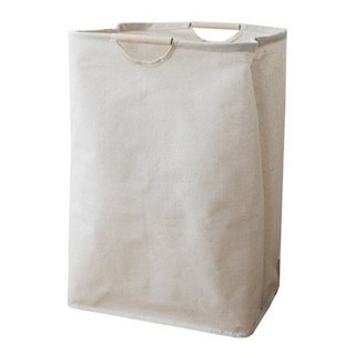 日系摺疊洗衣籃 可水洗 棉麻材質, 米白色, 小款(36L)