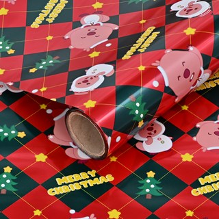 寶露露 賤萌Loopy 聖誕節包裝紙, 格紋, 1個