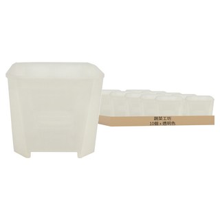 Vegetable Seed 蔬菜工坊 多肉透氣四方矮盆, 10個, 透明色