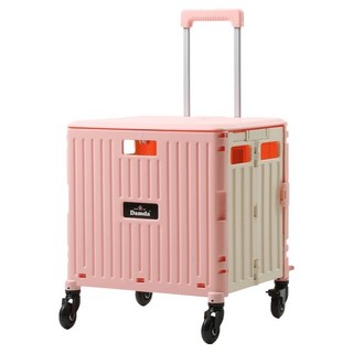 韓國 Damda Home PLUS 四輪摺疊購物推車 65L大容量 最大承重80kg, 草莓牛奶, 1個