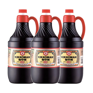KIKKOMAN 龜甲萬 甘醇醬油, 天然發酵, 適用於各種料理烹調法, 1.6L, 3瓶