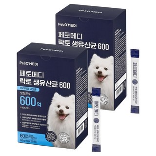 페토메디 강아지 락토 보장균 600억 영양제 60포, 60g, 장건강/유산균, 2개