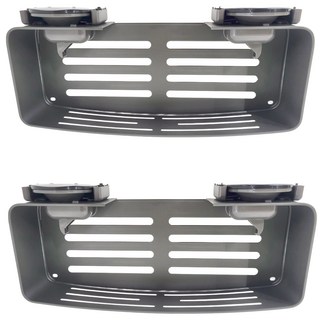 DANLE 丹樂 吸盤浴室置物架 四方架帶桿帶鉤 吸盤一秒安裝, 灰色, 2個