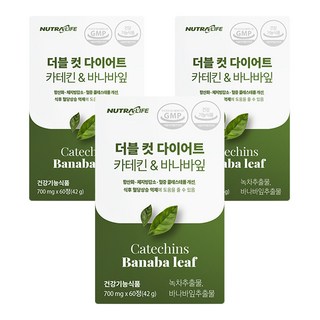 뉴트라라이프 더블 컷 다이어트 카테킨 앤 바나바잎, 60정, 3개