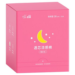 icon 愛康 透芯涼感衛生棉, 夜用型(28cm), 21片, 1盒, 夜用型 28cm