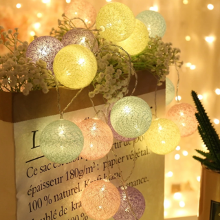 氛圍裝飾棉球燈串 1.5米10顆 電池供電 暖白光 LED燈串 每顆約6cm, 冰淇淋, 1個