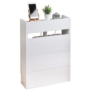 網通幫手充電架路由器收納邊櫃, 白色