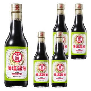 金蘭 薄鹽醬油，減鹽香馥 台灣製造，500ml, 5瓶