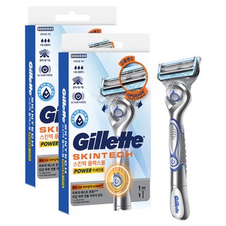 Gillette 吉列 正品 SkinTec 動力刮鬍刀, 2個, 1入