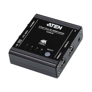 ATEN 宏正 3埠真4K HDMI影音切換器 VS381B 支援紅外線遙控, 黑色, 1個