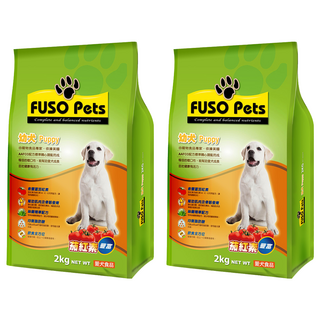 FUSO Pets 福壽 幼犬飼料, 玉米 + 糙米 + 雞肉粉 + 牛肉粉, 2kg, 2袋