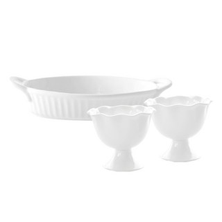 Neobone 點心碗 2入 + 手持焗烤盤組, 1套, 白色, Neobone 點心碗 2入 + 手持焗烤盤