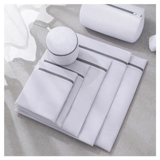 洗衣機網袋護洗袋 Set 9入, 細網, 滌綸纖維, 白色網袋 + 灰色拉鍊, 1組
