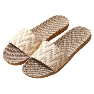 波浪一字編織亞麻拖鞋, 波浪沙色, 1雙