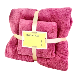 JOYFUL NAPKIN 悅棉 浴巾毛巾組 升級加厚款, 玫紅色, 1組