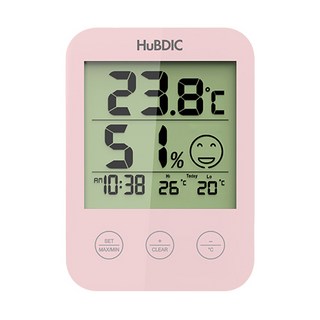 휴비딕 시계 온습도계, 1개, 핑크