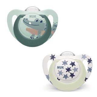 NUK 螢光安撫奶嘴 2種組 星星Day&Night, 藍綠色, S2(6~18個月), 1套