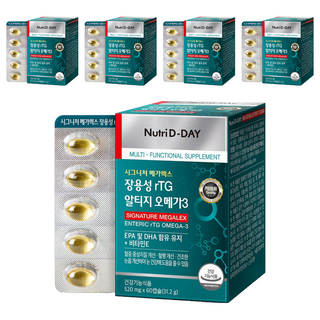 Nutri D-DAY rTG Omega-3 魚油腸溶性膠囊, 60顆, 5盒