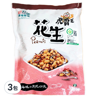 虎尾鎮農會 虎霸王花生 麻辣小魚乾口味, 3包, 120g