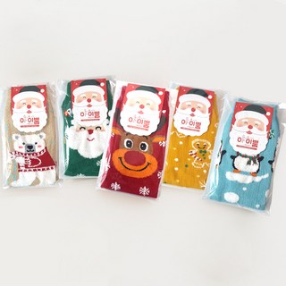 아이뿜 아동용 산타와 친구들 크리스마스 양말 B13 5켤레 세트