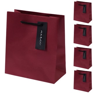 포포팬시 프리미엄 펄 디자인 메르시 무지 선물 쇼핑백, 레드, 5개