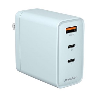 PhotoFast 銀箭資訊 A1 GaN 65W 氮化鎵電源供應器 三孔充電器 2C+1A 可折疊插頭, 藍色, 1個