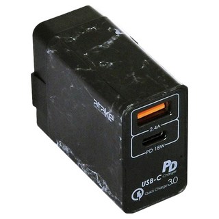 ATake 18W PD/USB-A 雙孔快速充電頭 黑色, 1個