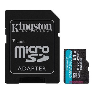 Kingston 金士頓 Canvas Go!Plus microSD A2 U3 V30 記憶卡 附轉卡 SDCG4/64GB, 1個, 64GB