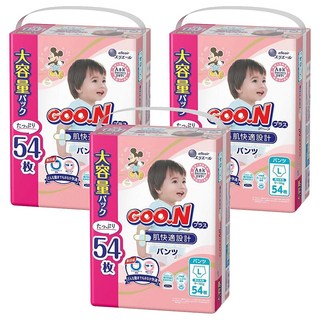 GOO.N 大王 日本境內版 肌快適UJ系列 褲型尿布 9~14kg, L, 162片