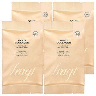 THE FACE SHOP 菲詩小舖 Gold Collagen安瓶兩用粉餅替換芯 SPF40 PA++ 9.5g, 4個, 201 Apricot Beige