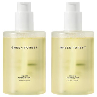 1555 소프소프 핸드앤바디워시 그린포레스트향, 2개, 300ml