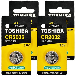 TOSHIBA 東芝 台灣公司貨 鈕扣電池 CR2032, 4個, 1入