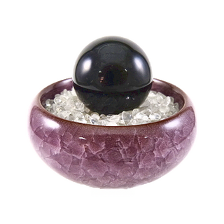 黑曜石球碎石聚寶盆套裝，中國風釉彩陶瓷盆，化解負能量，提升生活品質, 白水晶碎石, 黑曜石球(約2.7cm) + 釉彩盆(約6.2 x 3cm)