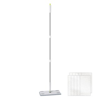 日式靜電除塵紙拖把+10片靜電除塵紙 加厚柔軟材質 強效吸附 除塵 360°旋轉清潔, 1組, 122 x 28cm