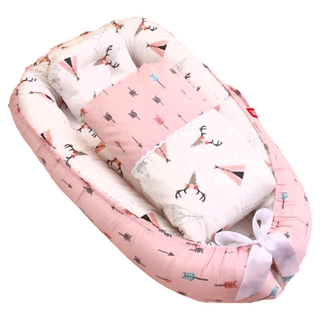 Kori Deer 可莉鹿 便攜式可折疊純棉多功能附被子 童趣插畫 T2 麋鹿帳篷粉 嬰兒床中床