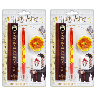 Harry Potter 哈利波特 文具組 原⼦筆 鉛筆 直尺 橡⽪擦, 2組, 霍格華茲學生
